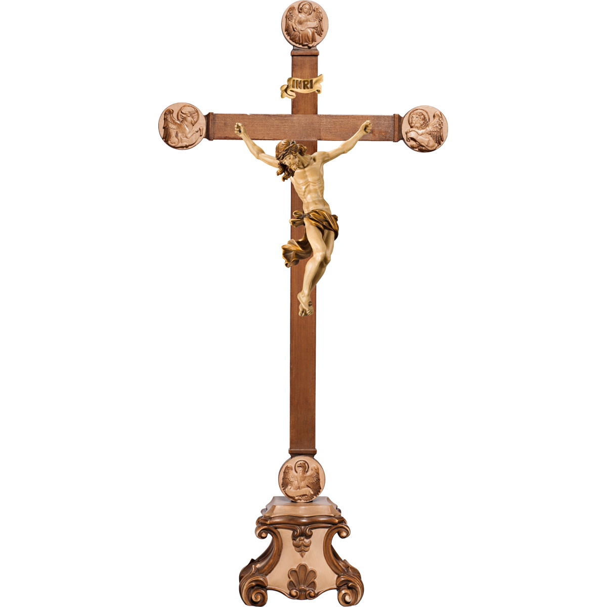 Cristo Barroco en pedestal con Evangelistas